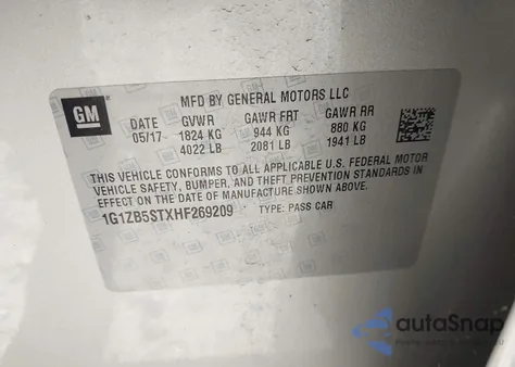 2017 Chevrolet Malibu Ls from USA, damaged, VIN 1G1ZB5STXHF269209